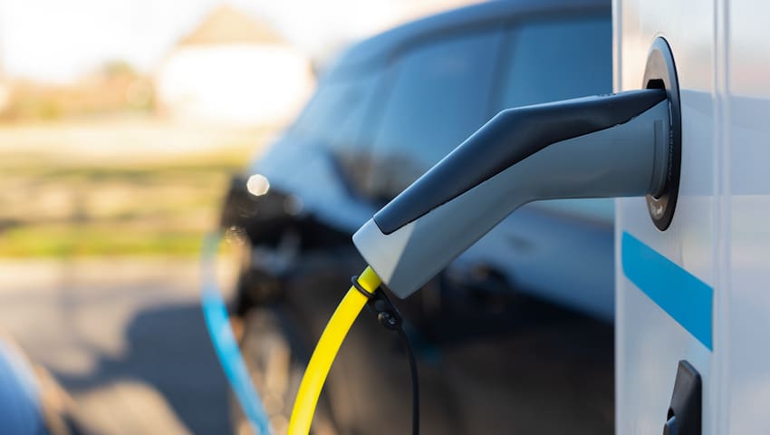 Electric car charging on parking