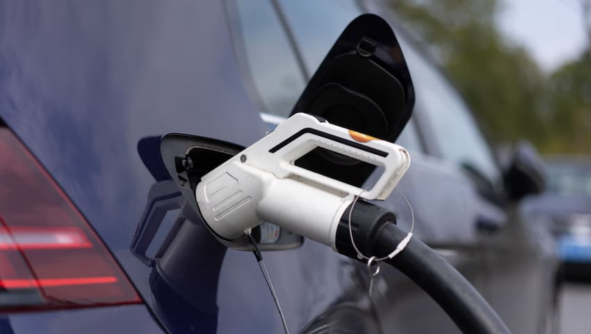electric car charging in power station