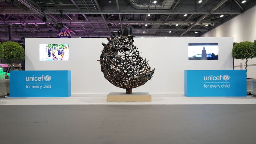 Formula E and UNICEF auction sculpture made from used car parts