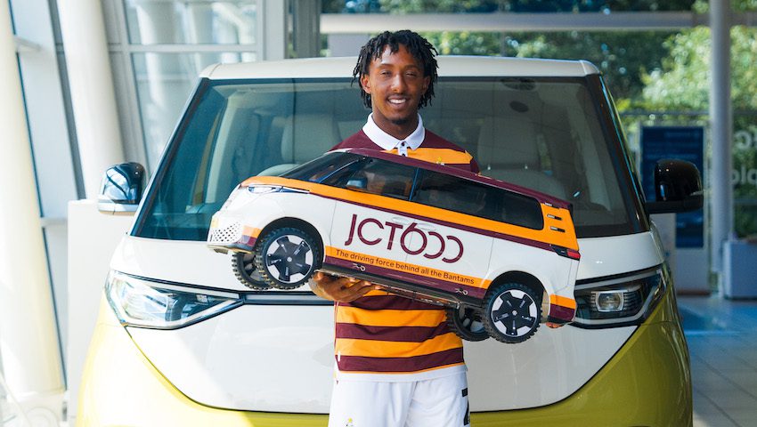 Bradford City AFC’s new match ball carrier, the Mini VW ID.BUZZ!