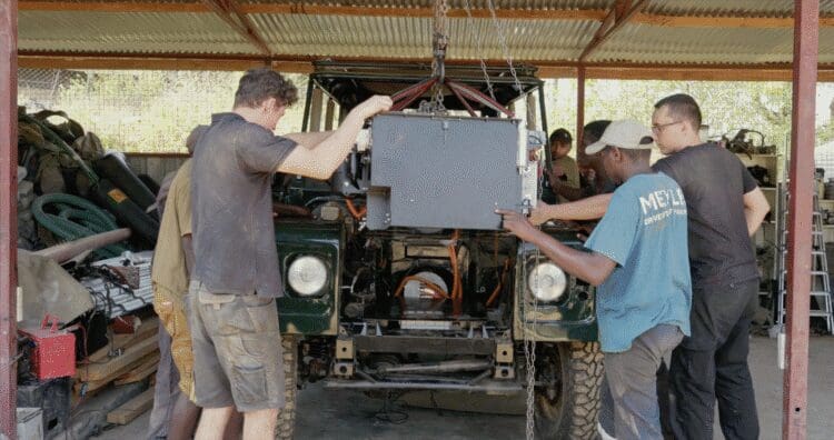 Electrogenic Safari Land Rover Defender undergoing EV conversion in Kenya