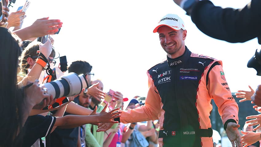Pink Pig Porsche delivers Mueller’s maiden Formula E win in Berlin